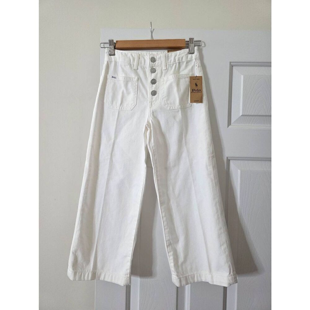 Kids Polo Ralph Lauren The Wide Leg White Pants Size 10 NWT